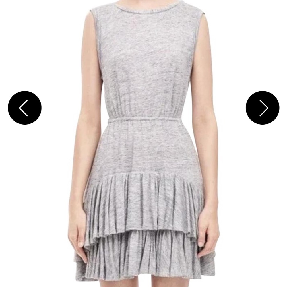 Rebecca Taylor Gray Sleeveless Dress with Ruffle Trim